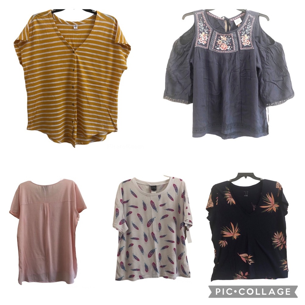 Women's XXL Short Sleeve Shirt Bundle - Floral Stripes Solid Lot Boho